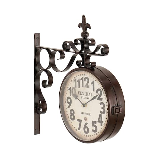 Black Vintage Metal Wall Clock, 16" x 15"